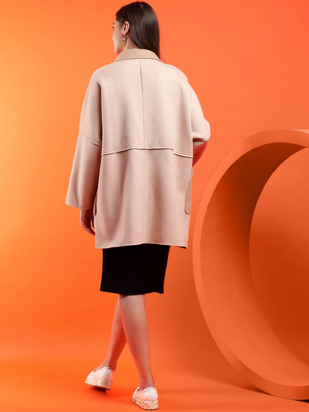 Kotty Women Notched Lapel Longline Overcoat