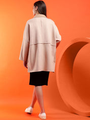 Kotty Women Notched Lapel Longline Overcoat