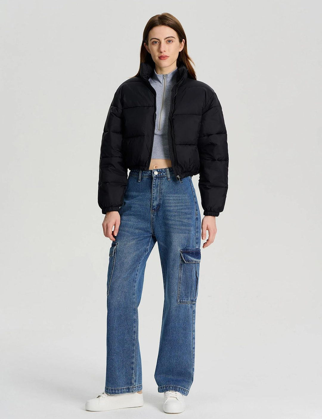 Kotty Women Black Crop Puffer Jacket