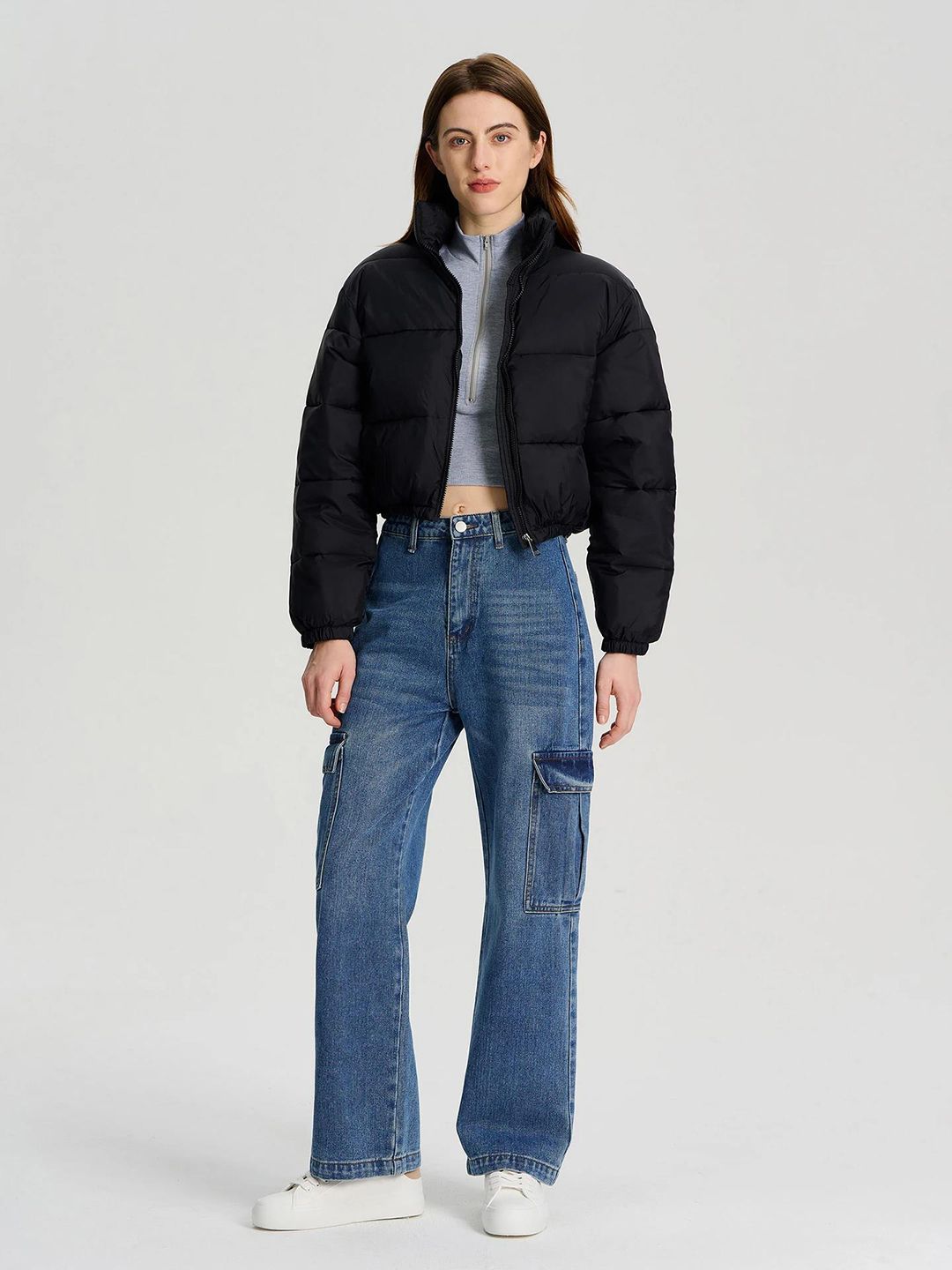 Kotty Women Black Crop Puffer Jacket