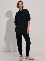 Kotty Black Shawl Neck Sweathshirt With Joggers