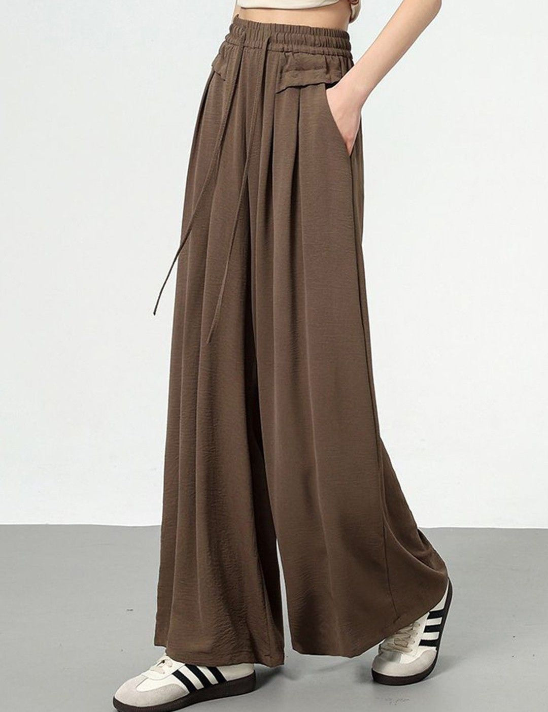 Kotty Women Relaxed Straight Leg High-Rise Pleated Wide Leg Trousers