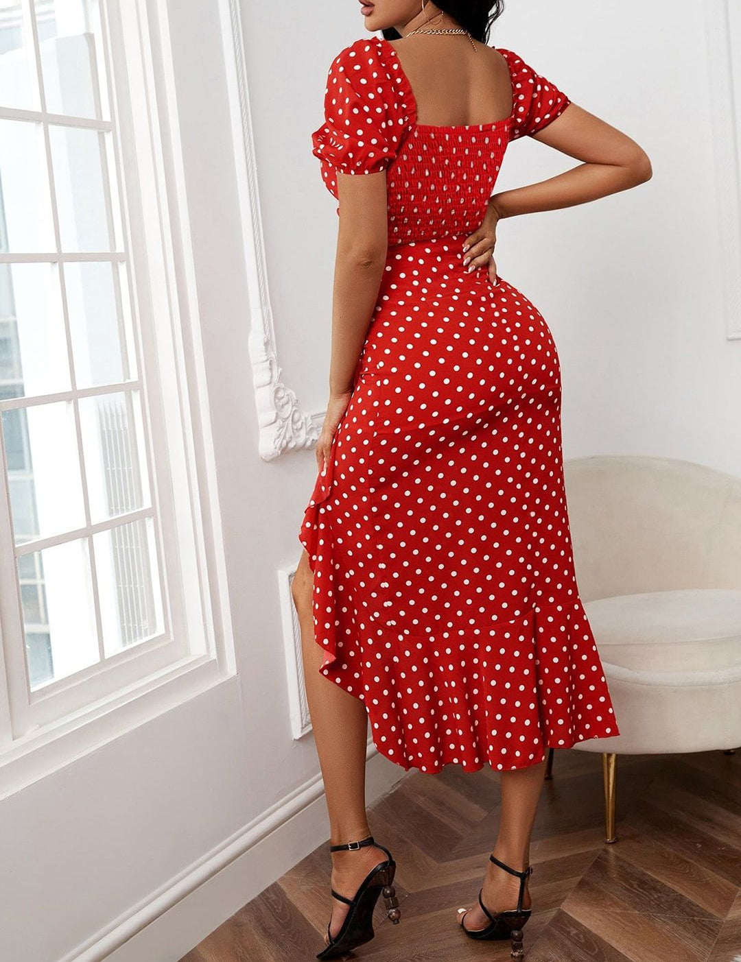 Kotty Polka Dot Off-Shoulder Top with Skirt