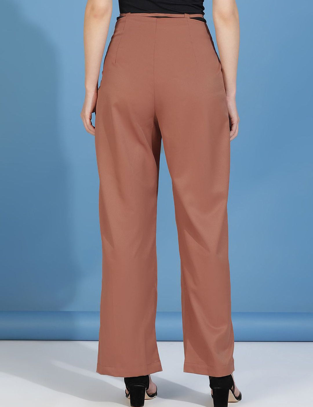 Kotty Women Classic Straight Fit High-Rise Pleated Trousers