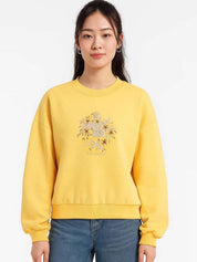 Kotty Women Floral Embroidered Full Sleeve Sweatshirt