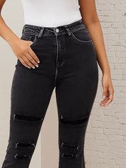 Kotty Women Bootcut High-Rise Mildly Distressed Stretchable Jeans