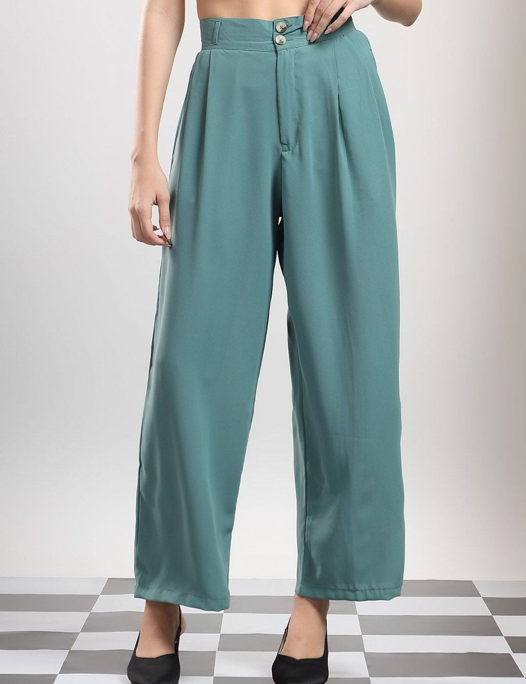 Kotty Women High-Rise Relaxed Fit Pleated Trousers
