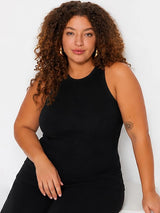 Kotty Women's Jet Black Round Neck Sleeveless Top | Basic Casual Top