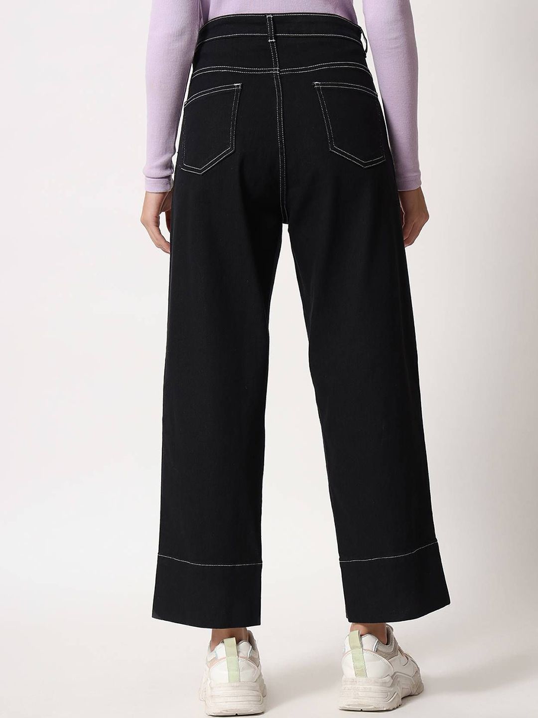 Kotty Women Wide Leg High-Rise Stretchable Cotton Jeans