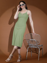 Kotty Shoulder Straps Solid A-Line Midi Dress
