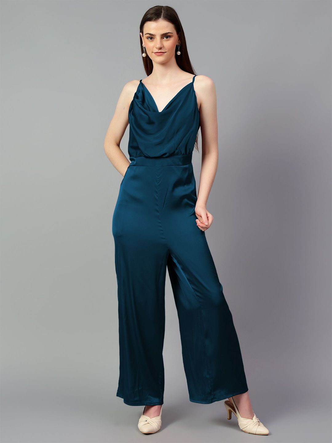 Kotty Cowl Neck Basic Solid Jumpsuit