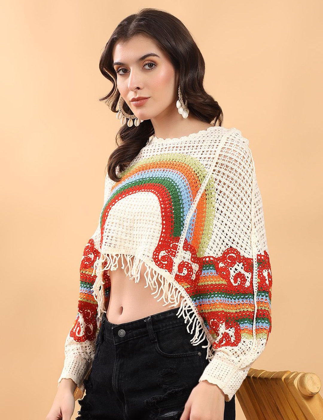 Kotty Crochet Fringed Cotton Top