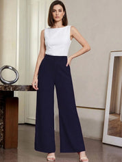 Blue Relaxed Fit High-Rise Trousers for Women | Kotty