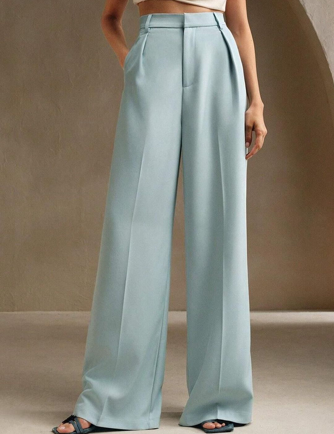 Kotty Women Cotton Relaxed Straight Leg Straight Fit High-Rise Easy Wash Wide Leg Trousers