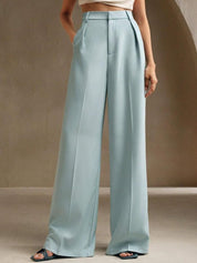 Kotty Women Cotton Relaxed Straight Leg Straight Fit High-Rise Easy Wash Wide Leg Trousers