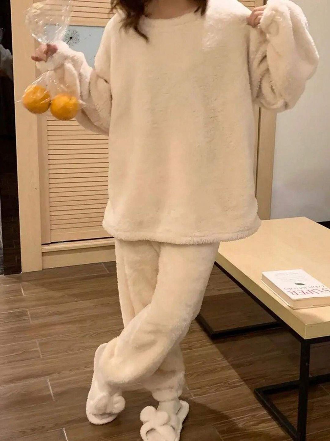 Kotty Fleece Women Round Neck Winter Co-ord Sets