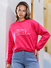 Kotty Women Typography Printed Round Neck Long Sleeves Pullover Sweatshirt