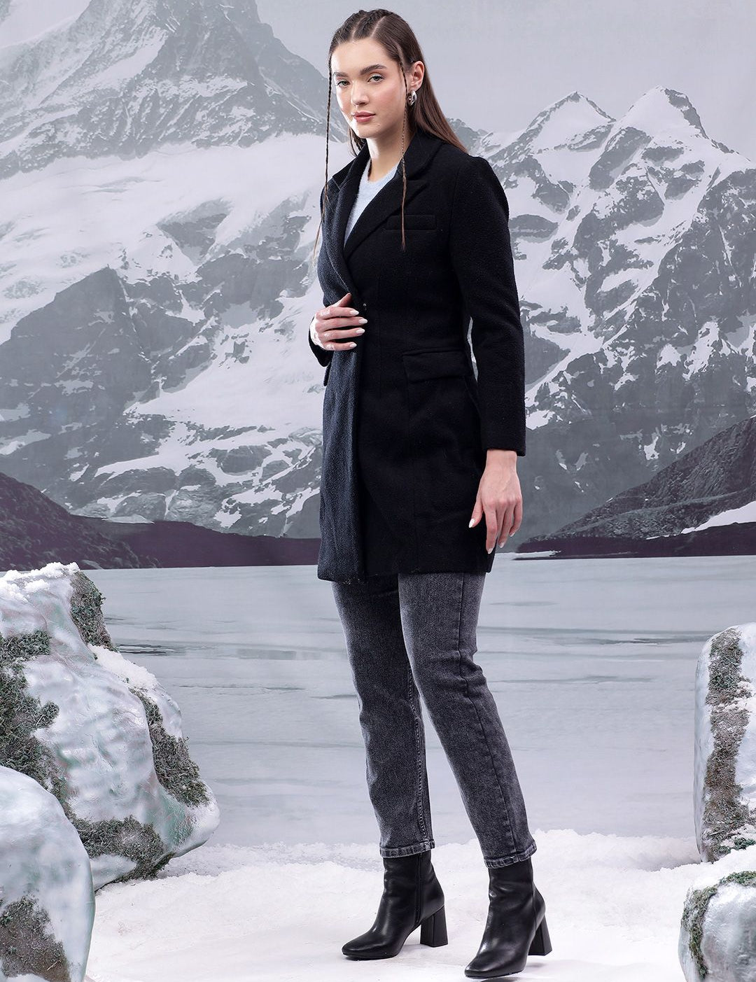 Kotty Notched Lapel Single-Breasted Overcoat