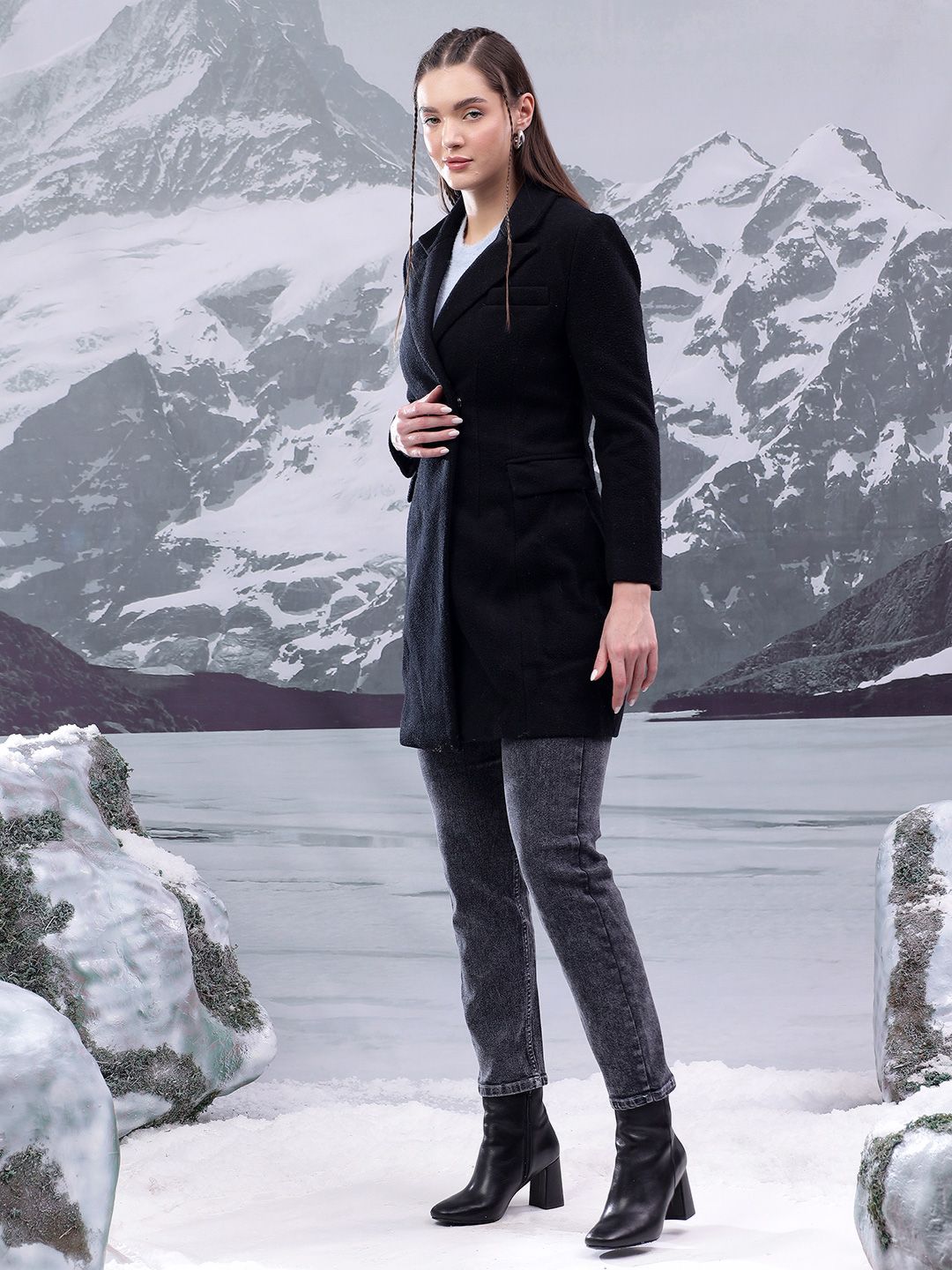 Kotty Notched Lapel Single-Breasted Overcoat