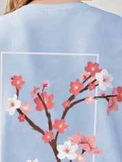 Kotty Girls Graphic Printed Round Neck Cotton Oversized T-shirt