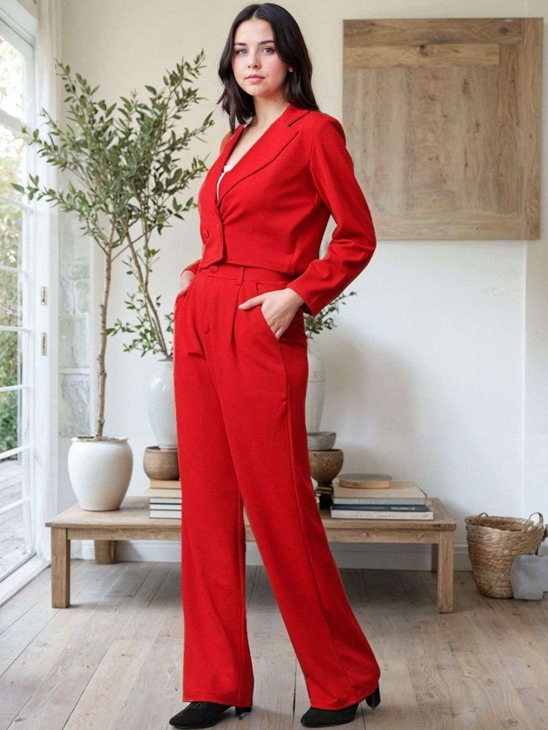 Kotty Lapel Collar Long Sleeves Coat With Trouser 