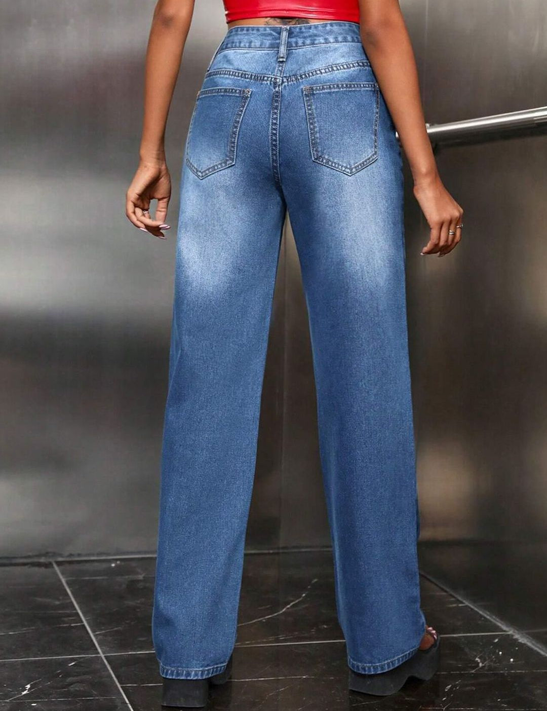 Kotty Women Straight Fit High-Rise Stretchable Jeans