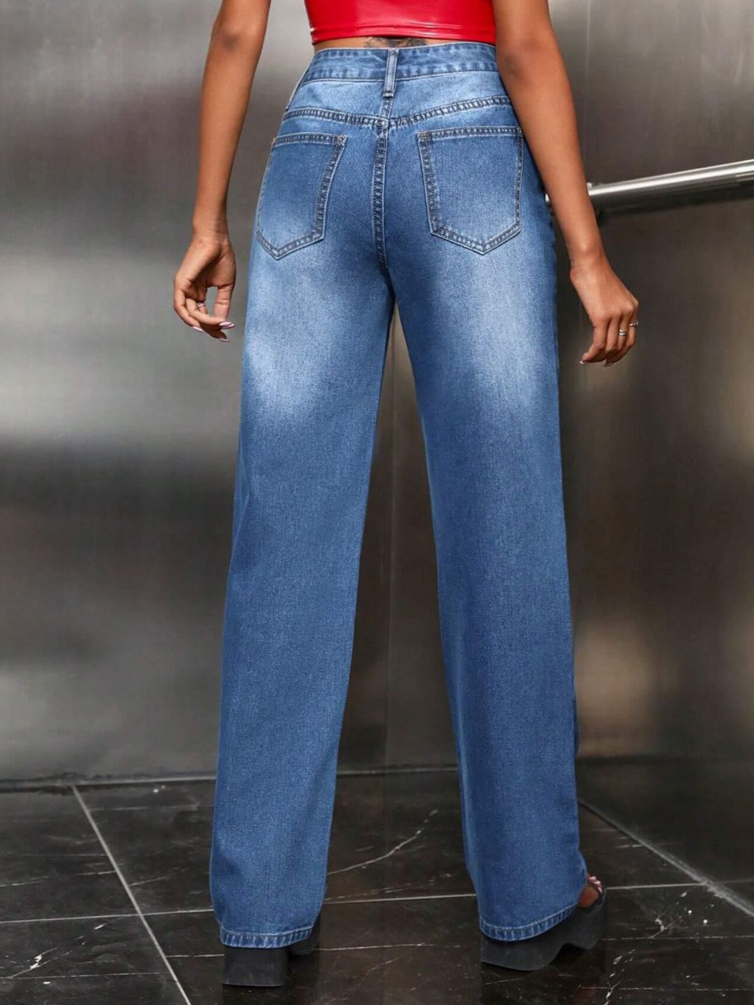 Kotty Women Straight Fit High-Rise Stretchable Jeans