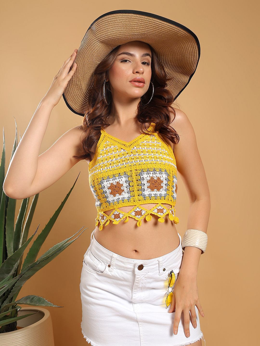 Kotty Embellished Cotton Crop Top