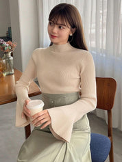 Kotty  Women Flared Sleeve Ribbed Top