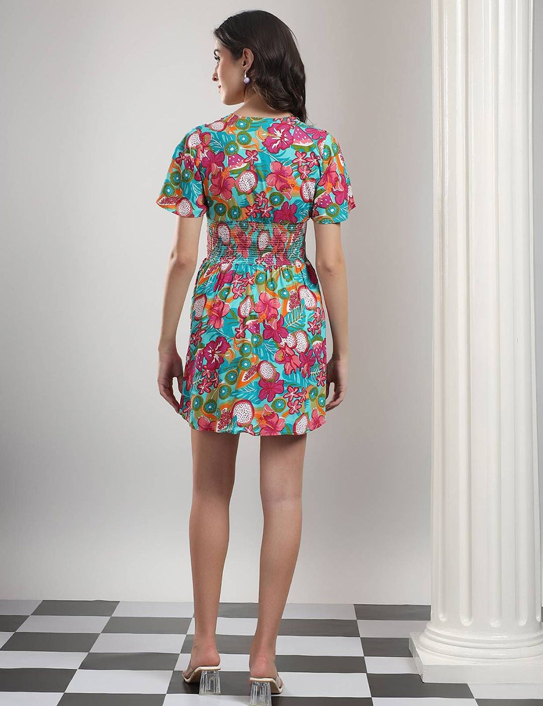 Kotty Women Floral Printed Fit & Flare Mini Dress