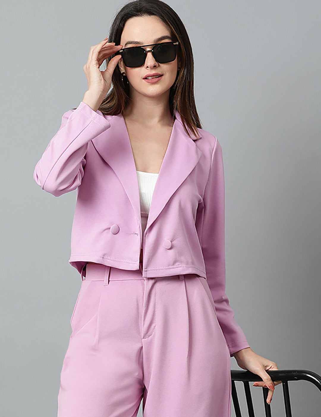 KOTTY Basics Double Breasted Crop Blazer