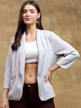 Kotty Women Solid Shawl Collar Front Open Overcoat