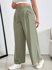 CURVE BY KOTTY Women Relaxed Straight Leg High-Rise Trousers