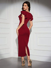 Kotty Flutter Sleeve Bodycon Maxi Dress