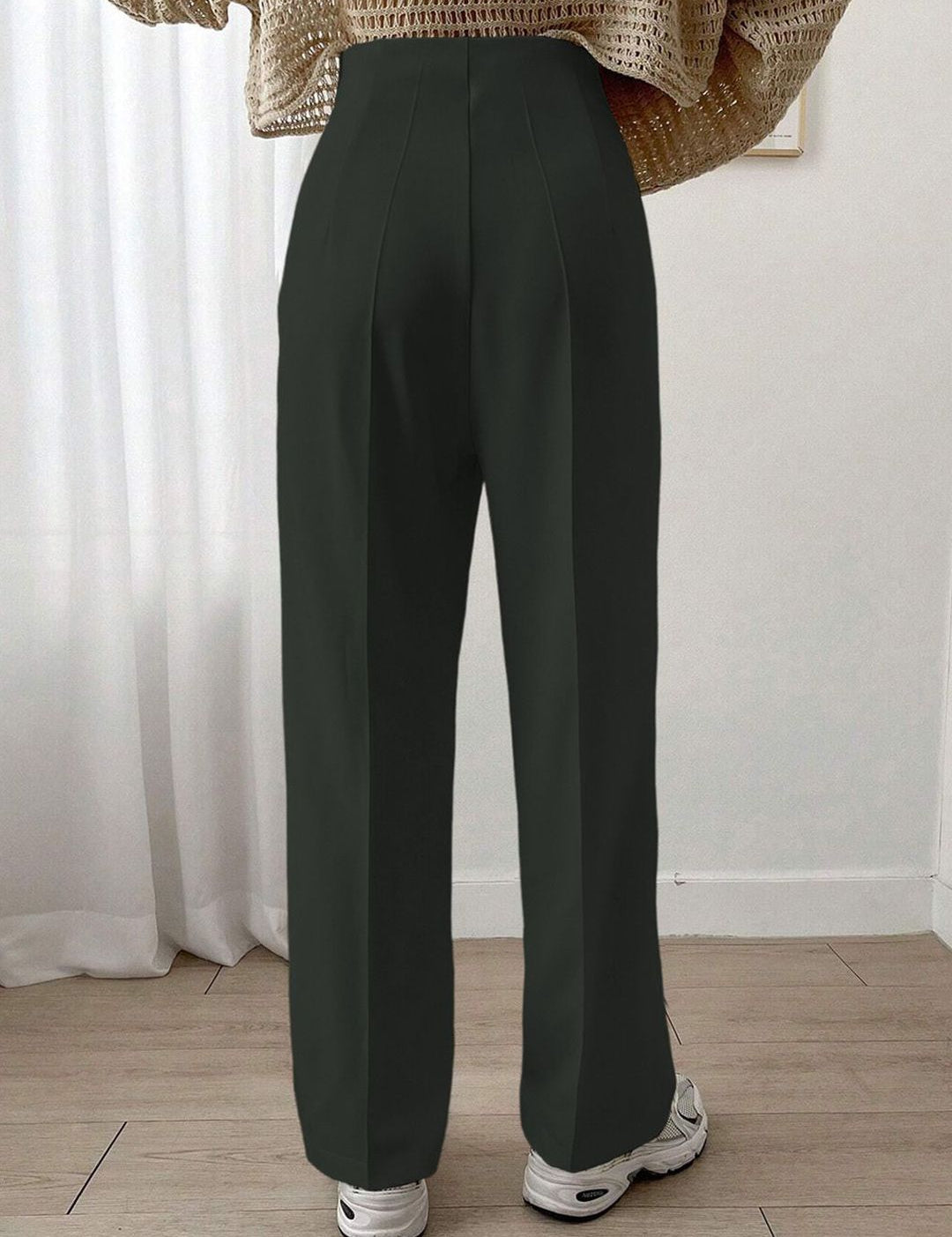 Kotty Women Relaxed Straight Leg High-Rise Cotton Trousers