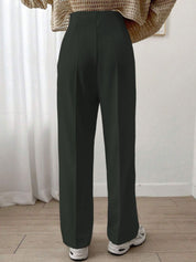 Kotty Women Relaxed Straight Leg High-Rise Cotton Trousers