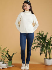 Kotty Women Cable Knit Turtle Neck Pullover Sweater