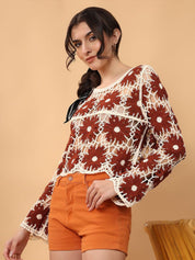 Kotty Floral Crochet Cotton Top