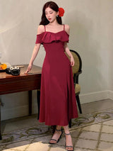 Kotty Women Shoulder Straps A-Line Midi Dress