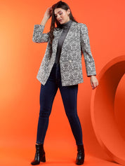 Kotty Women Printed Notched Overcoat