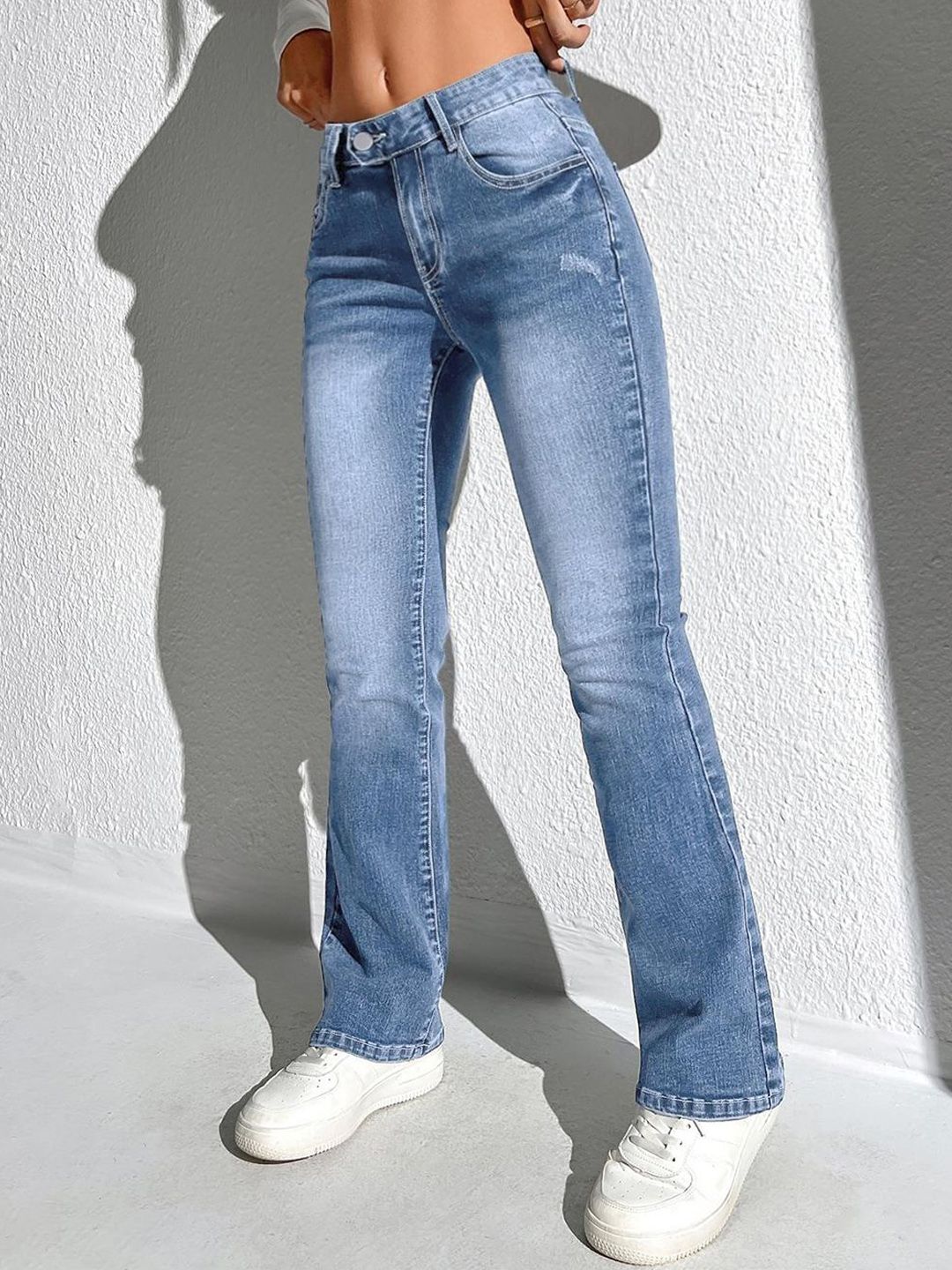 Kotty Women Jean Bootcut High-Rise Light Fade Stretchable Jeans