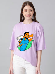 Kotty Women Graphic Printed Round Neck Cotton Oversized T-shirt