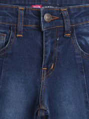 Kotty Girls Bootcut High-Rise Light Fade Stretchable Cotton Jeans With Ankle Slit