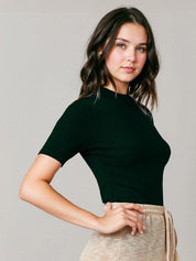 Kotty Women High Neck Short Sleeves Fitted Top