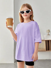 Kotty Girls Graphic Printed Round Neck Cotton Oversized T-shirt