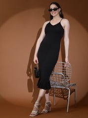 Kotty Women Solid Bodycon Midi Dress