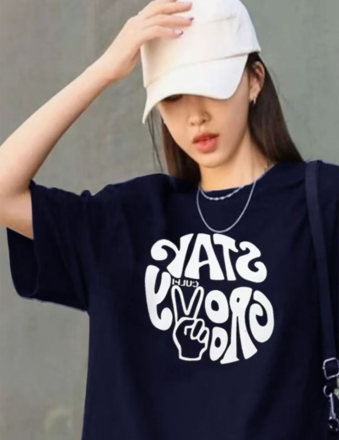 Kotty Women Typography Printed Oversized T-shirt