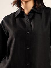 Kotty Women Relaxed Fit Solid Spread Collar Cotton Casual Shirt