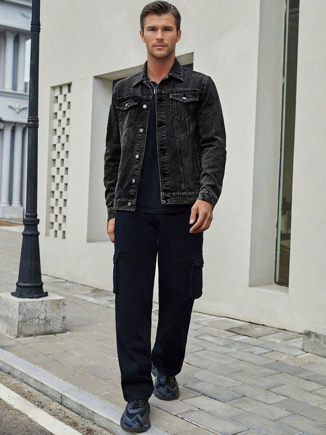 Kotty Men Solid Denim Jacket