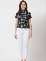 Kotty Top Midnight Black Women's High Short-Sleeve Fashion
